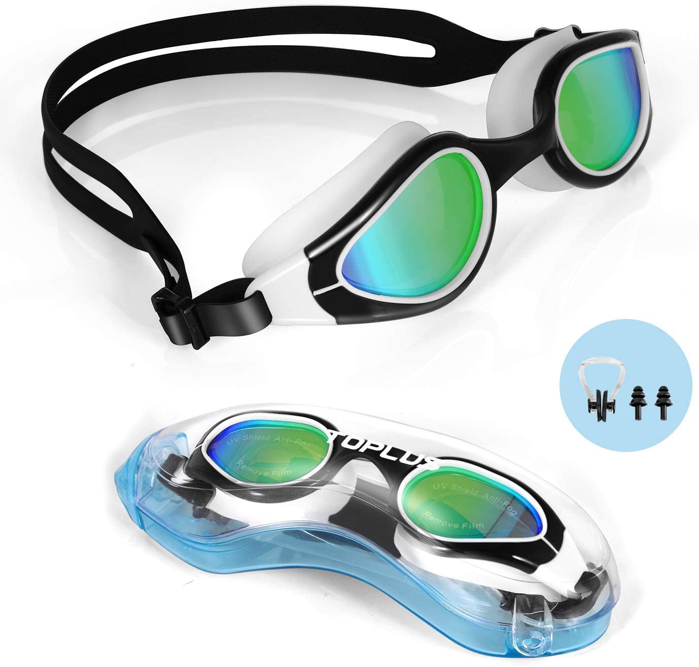 No Leaking Anti Fog UV Protection Swim Goggles Soft Silicone Nose Bridge TOPLUS Swimming Goggles 