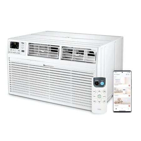 TCL - 350 Sq. Ft. 8,000 BTU Smart Through-the-Wall Air Conditioner with 4,200 BTU Supplemental Heat Function - White