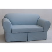 Brushed Cotton Twill 2 Piece Loveseat Slipcover in Khaki