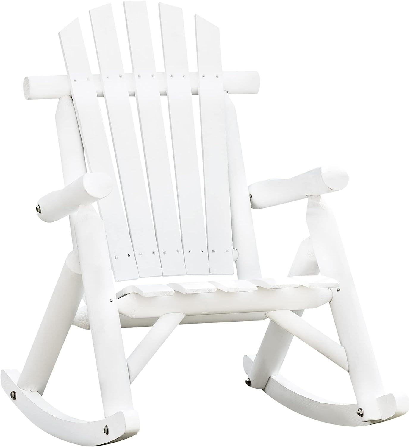 Outdoor Wooden Rocking Chair, Rustic Adirondack Rocker With Slatted