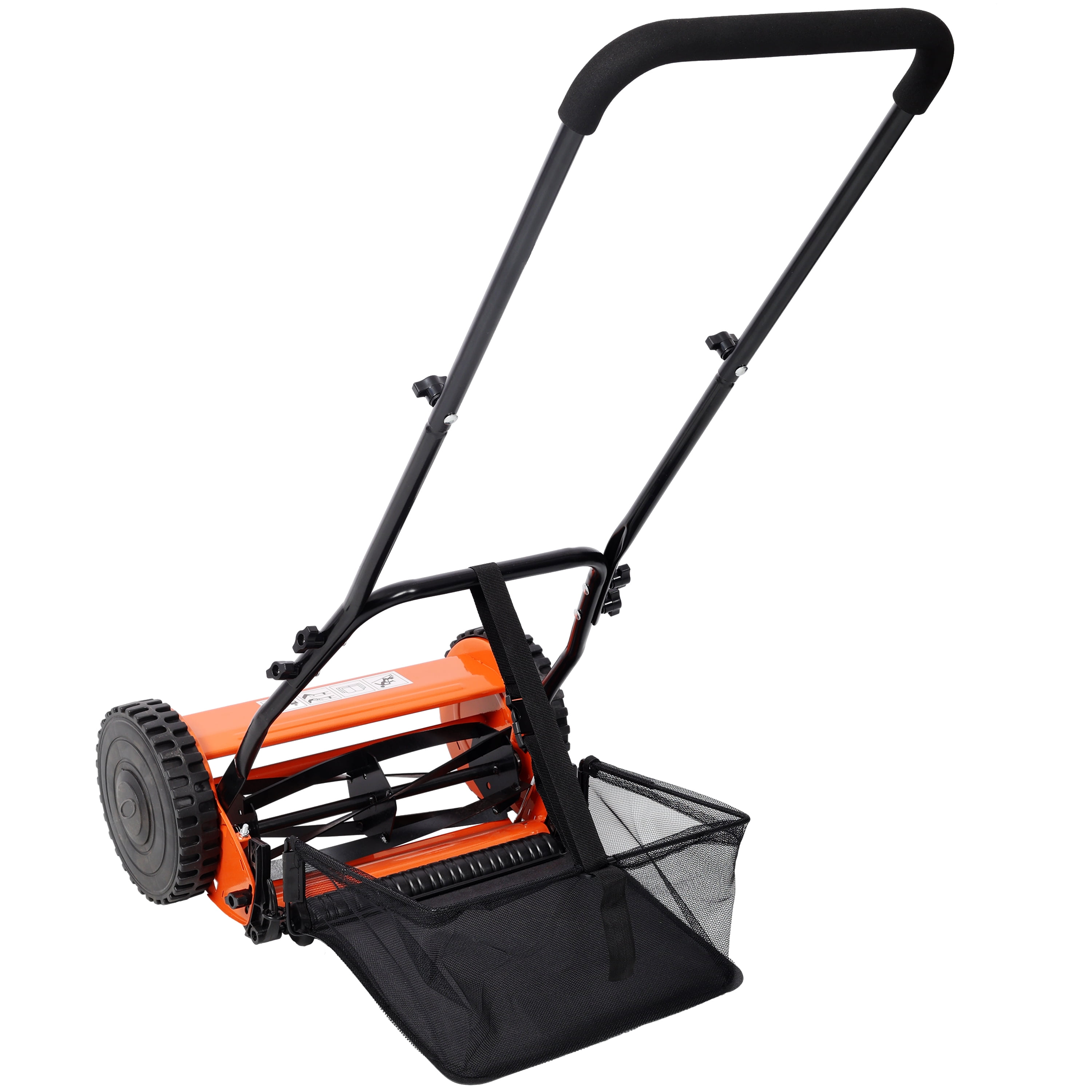 LiviNest 14-Inch Manual Lawn Mower: 5-Blade Reel Mower with Grass Catcher - 0.6”-1.8” Adjustable Height for Quiet & Clean Cut - Ideal for Small/Medium Lawns & Eco-Conscious Homeowners