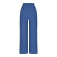 thumbnail image 4 of RQYYD Linen Pants Women's Cotton Linen Straight Leg Pants Elastic Drawstring Casual Trousers with Pockets Summer Beach Lounge Pants, 4 of 7