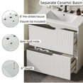 thumbnail image 5 of 30" Fluted Design Bathroom Vanity with Storage, Modern Minimalist Bathroom Vanity with Soft Close Drawers, Freestanding Storage Cabinet with Ceramic Sink for Bathroom, White, 5 of 7