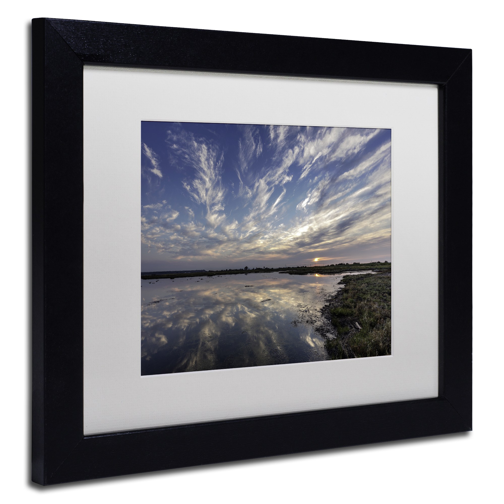 Trademark Fine Art 'Boundary Bay Sunset' Canvas Art by Pierre Leclerc, White Matte, Black Frame