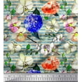 thumbnail image 1 of Soimoi polyester Crepe Fabric Stripe & Orchid Floral Print Fabric by the Yard 52 Inch Wide, 1 of 1