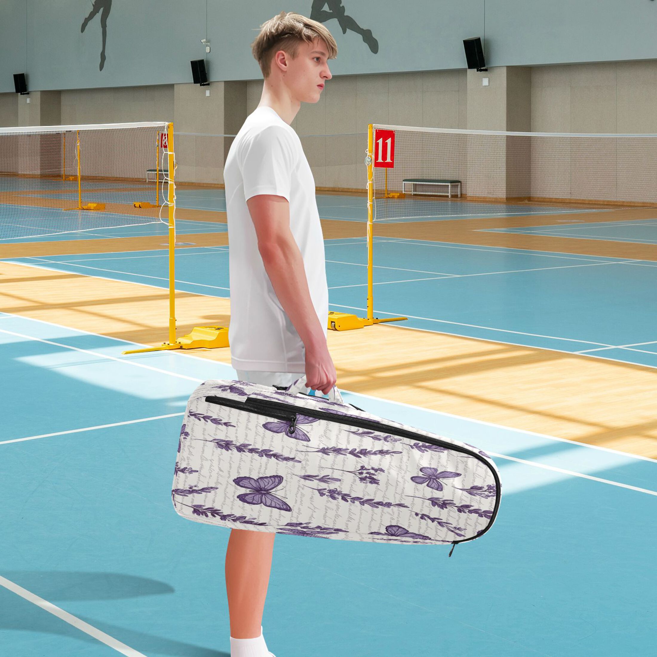 2 Racquet Holder Tennis Backpack Tennis Racket Covers Gym Bags Lavender Flowers and Butterflies