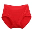 thumbnail image 1 of WZXFASHION Culottes Femme Grande Taille en Coton Dentelle Douce Hipster Culotte Extensible Aguichant Rouge TTG, 1 of 4