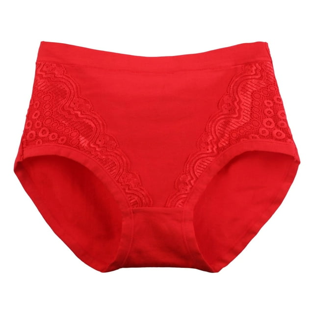 WZXFASHION Culottes Femme Grande Taille en Coton Dentelle Douce Hipster Culotte Extensible Aguichant Rouge TTTG