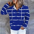 thumbnail image 2 of Olyvenn Women's Striped Print Drawstring Hoodies Long Sleeve Sweatshirt Y2K Hip-hop Pullover Button Down Top with Pocket Blue L, 2 of 6