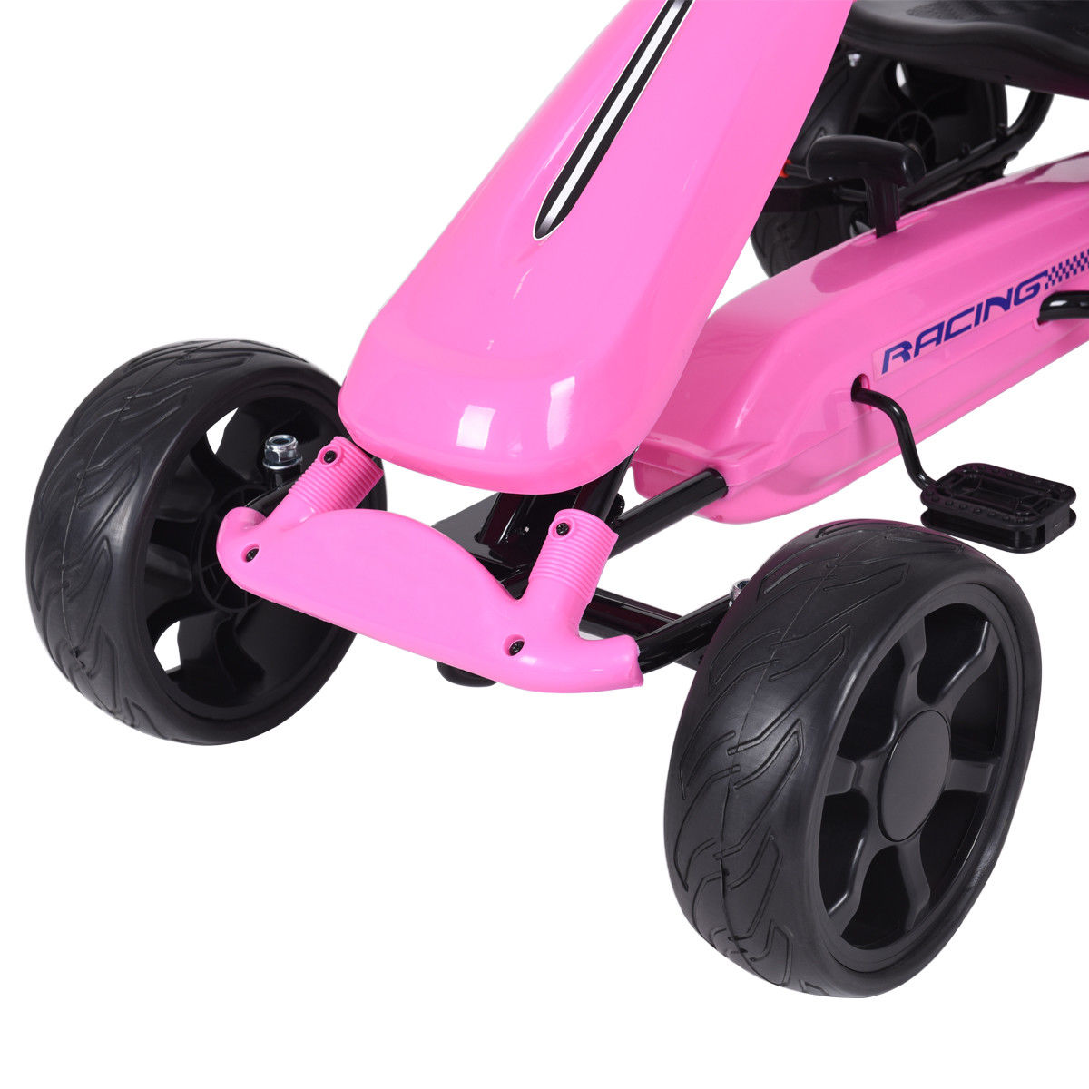 Go Kart Kids Ride On Car Pedal Powered 4 Wheel Racer Stealth Outdoor Toy Pink - image 3 of 10