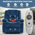 thumbnail image 2 of JMYMRY Power Lift Recliner Chair for Elderly with Vibration Massage and Heating, Adjustable Rocker with Cup Holders and Side Pockets, USB Charge Port, Blue, 2 of 8