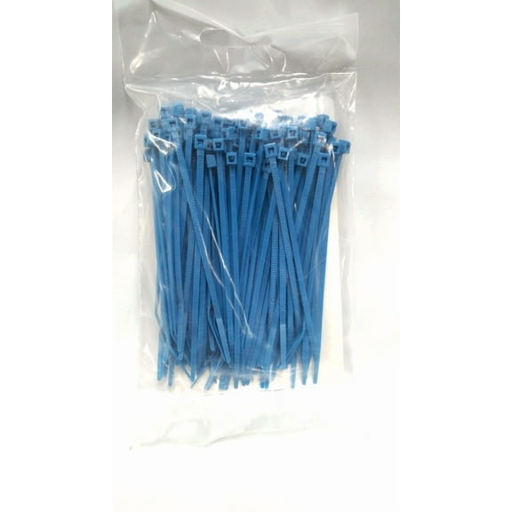 4" Fluorescent Blue Nylon Cable Zip Ties 18 Lb. Usa Made, 100Pk