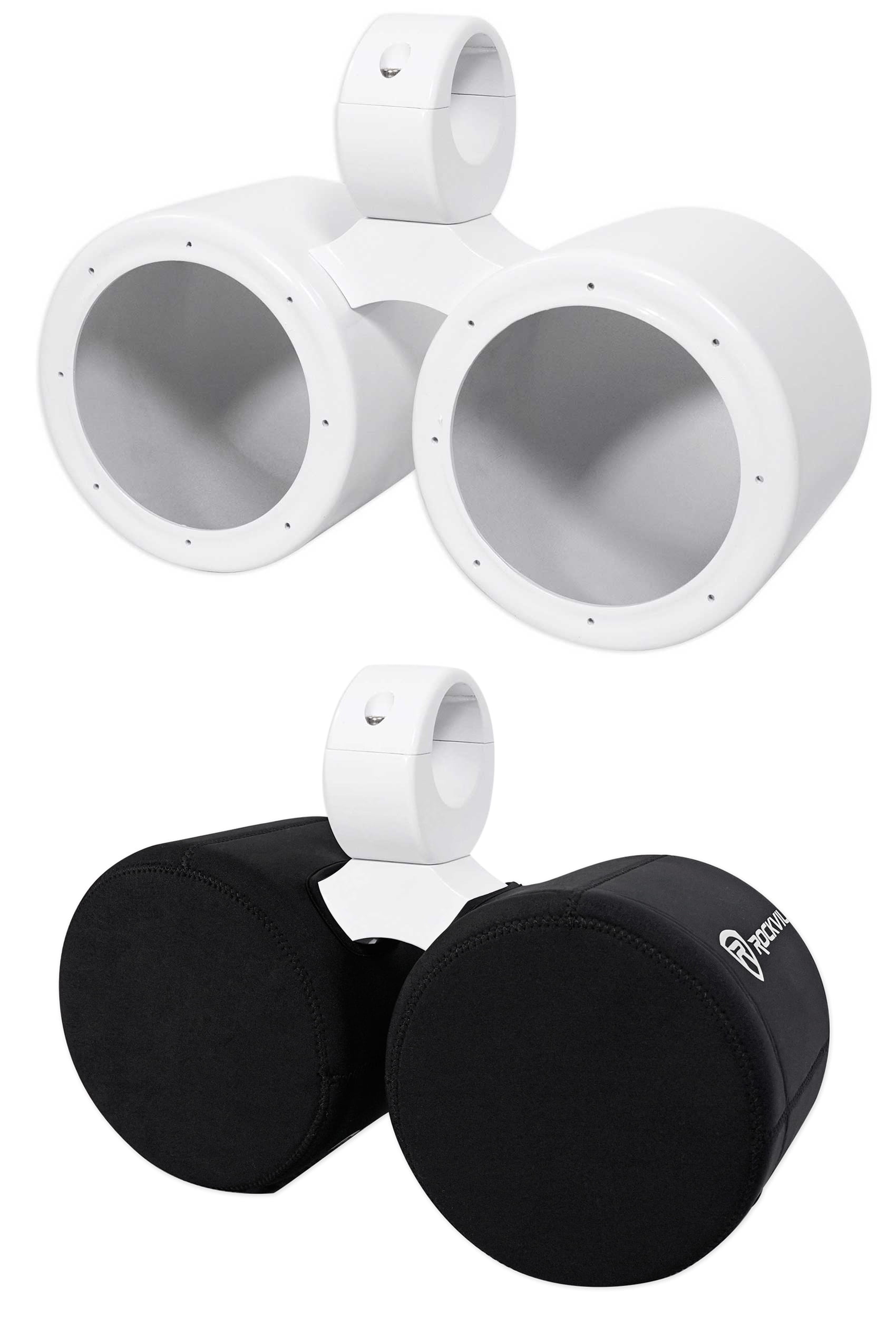 Rockville DMAC65W Dual 6.5" White Aluminum Wakeboard Tower Speaker Pods