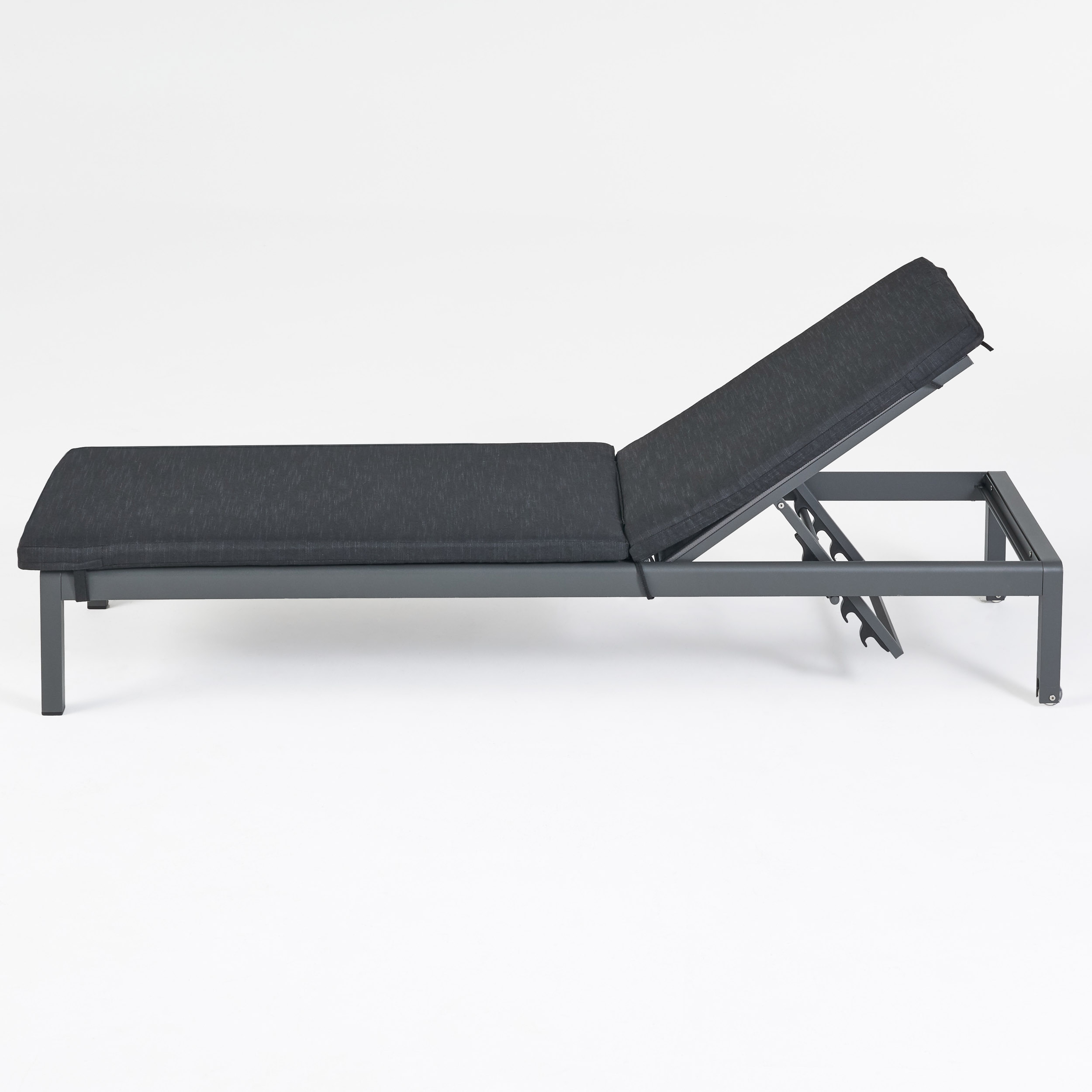 Bridget Outdoor Chaise Lounge with Cushion, Dark Gray