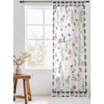 thumbnail image 3 of Sheer Curtains 84 Inches Long, Spring Floral Semi Sheer Curtains Light Filtering Window Treatment, Pink Flowers Black White Plaid Pastoral Privacy Voile Drapes for Living Room Bedroom 52x84 Inch, 3 of 7