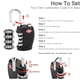 thumbnail image 5 of Candados para maletas - Paquete de 1, 2, 3, 4, 5, 6 Candado de seguridad con combinación de viaje de 4 dígitos para maletas Maleta Equipaje Bolsa con código - Negro (Paquete de 6), 5 of 5