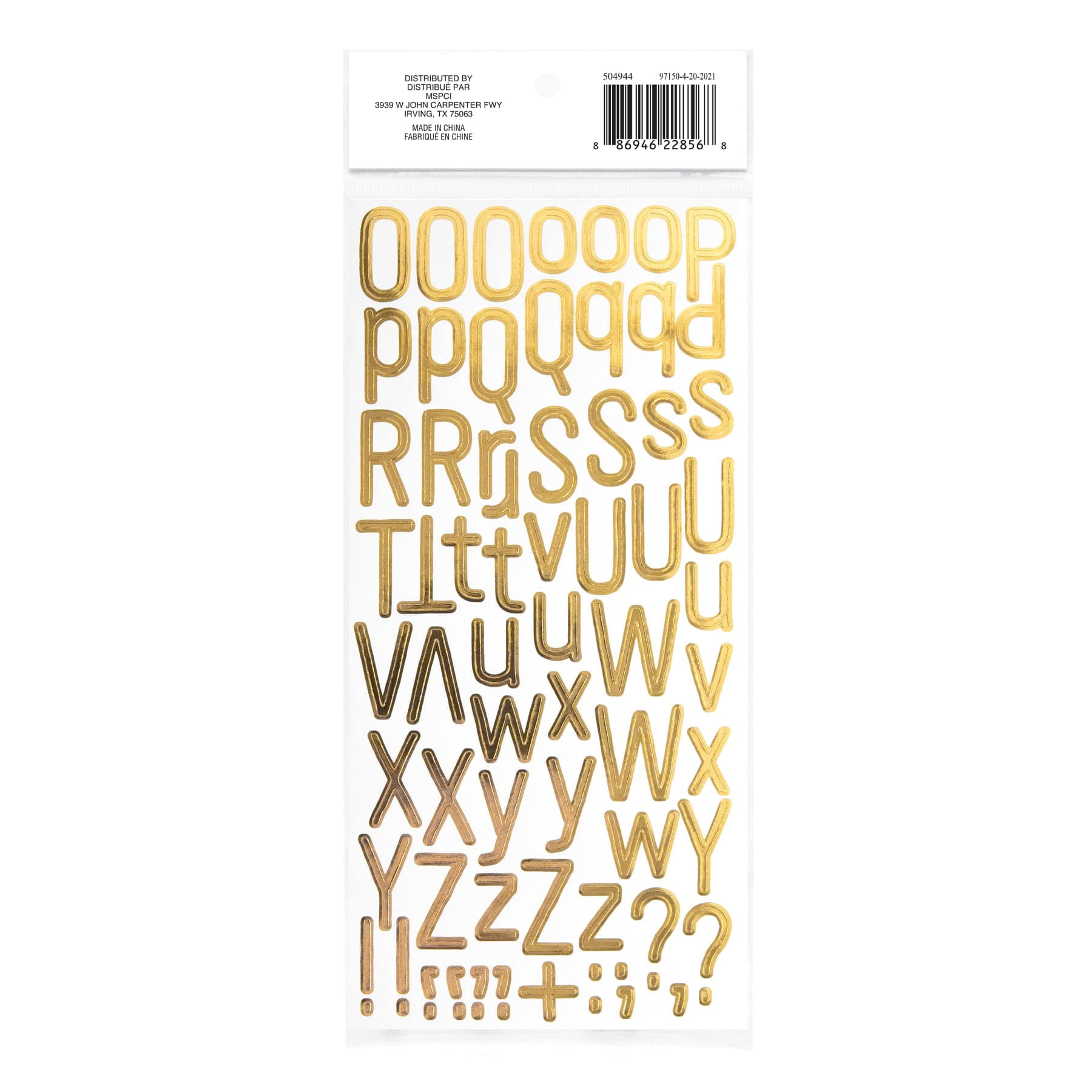 Recollections Gold Foil Skinny Alphabet Stickers, 12 Pack