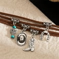 thumbnail image 5 of Layered Boho Western Choker Necklace for Women Turquoise Trendy Leather Cowboy Boot Hat Pendant Necklace Silver Necklace Jewelry Gift, 5 of 6