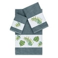 thumbnail image 2 of Authentic Hotel and Spa  Turkish Cotton Palm Fronds Embroidered Teal Blue 3-piece Towel Set, 2 of 5