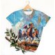 thumbnail image 3 of Tops de Ajuste Suelto para las Mujeres Nueva Manga Corta Cuello Redondo Suéter Caballo Casual Impreso Camiseta, Ligero Top de Verano, 3 of 5