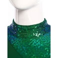 thumbnail image 6 of YiZYiF Lyrical Dance Dress for Women Sequins Long Sleeve Tulle Skirt Contemporary Dancing Clothes Green XL, 6 of 7