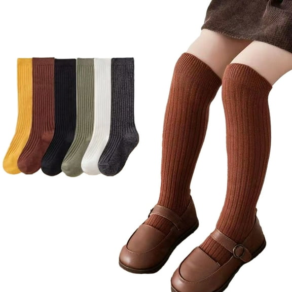 Esaierr 3 Pack Toddler Girls Long Socks for Kids Baby Knee High Socks Cotton Socks for 1-10Y