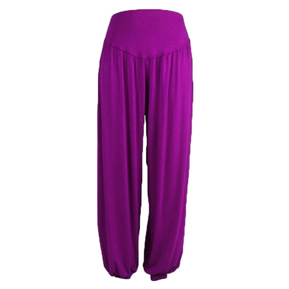 REALiKUN Women's Casual Cotton Linen Baggy Pants with Elastic Waist Relax Fit Lantern Trouser Hot Pink XL