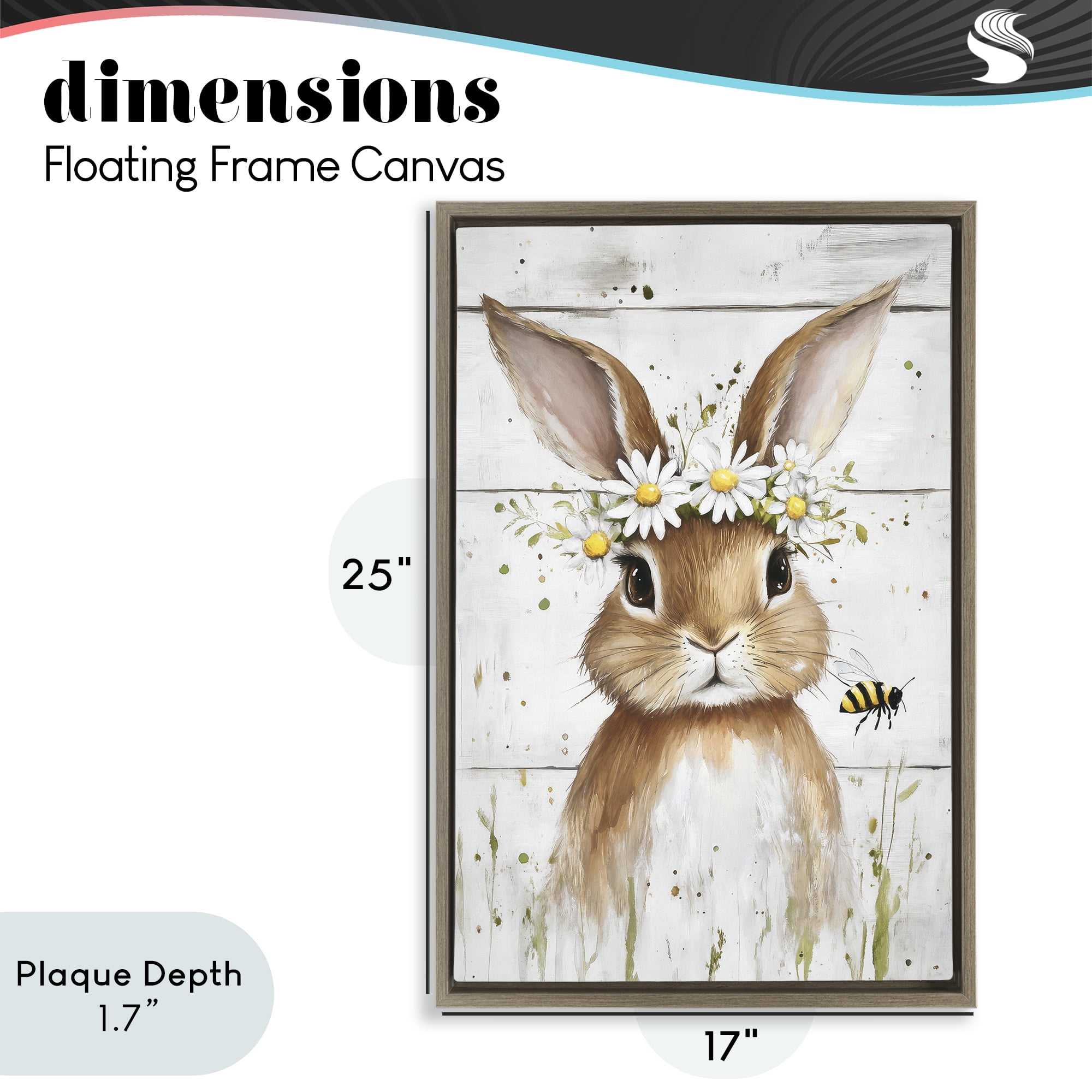 Stupell Industries The Bunny & The Bee Brown Framed Floater Canvas Wall Art, design by Tina LeCour