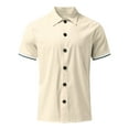 thumbnail image 5 of Edvintorg Streetwear Men's Cotton Linen Single-Breasted Unhooded Casual Sports Suit Short Sleeve and Shorts Set 2 Piece Oversized Clothing, 5 of 7