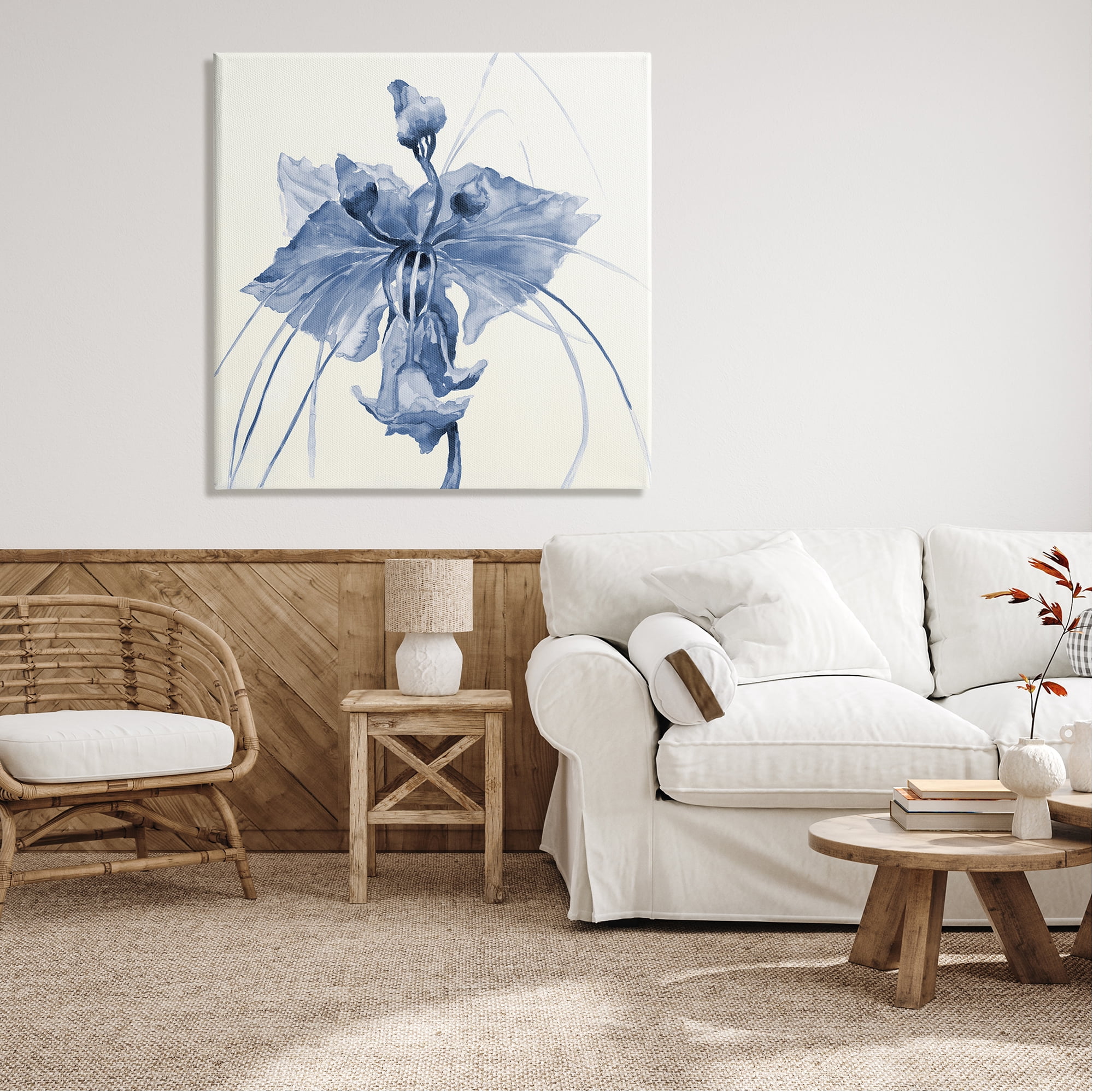 Stupell Industries Blue Abstract Orchid Botanical & Floral Painting Gallery Wrapped Canvas Print Wall Art, 36 x 36
