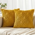 thumbnail image 1 of ShiYe toys Fundas de almohada de color amarillo mostaza de 18 x 18 pulgadas, juego de 2 fundas de almohada de lana sintética de felpa suave para sofá, almohadas decorativas de estilo bohemio de granja, 1 of 5