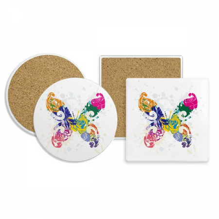 

Colourful with Floral Pattern Graffiti Coaster Cup Mug Holder Absorbent Stone Cork Base Set