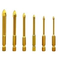 thumbnail image 1 of Brocas para baldosas de vidrio cerámico, brocas para baldosas Brocas hexagonales de acero de tungsteno Revestimiento de titanio Juego de 6 3 mm 4 mm 5 mm 6 mm 8 mm 10 mm Vhermosa YQ-2813, 1 of 4