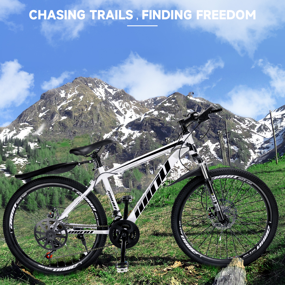 ARTUDATECH Full Suspension Mens Mountain Bike, Shimano 21 Speed, 26 inch Wheel, Dual Disc Brake Bike for Men Womens Adult Bicycle