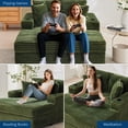 thumbnail image 4 of GARVEE 60" Chaise Lounge Chair Indoor,Oversized Boneless Sofa Bed with Charging Station&Cup Holders & Throw Pillows,Deep Seat Sleeper Couch Reading Chairs,Green, 4 of 9