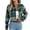 Green, variant on CharmCyan Women’s Cropped Plaid Button Down Shirt Long Sleeve Casual Collared Flannel Jacket with Chest Pockets Green L