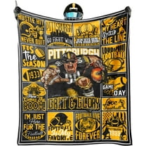 Pittsburgh Football Blanket, Football Lovers Flannel Blanket, Football Team Color Blanket Gifts for Men Women Boys Kids, Super Soft Throw Blanket 60" X 50"