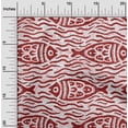 thumbnail image 2 of oneOone Cotton Cambric Maroon Fabric Asian Block Fish Sewing Material Print Fabric By The Yard 42 Inch Wide, 2 of 4