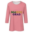 thumbnail image 4 of YUGYXL Women's Casual 3/4 Length Sleeve Tshirts Mardi Gras Cute Loose Graphic Clothes Trendy Crew Neck Soft Tunic Tees Celebration Carnival Comfy Tops Sales, 4 of 5