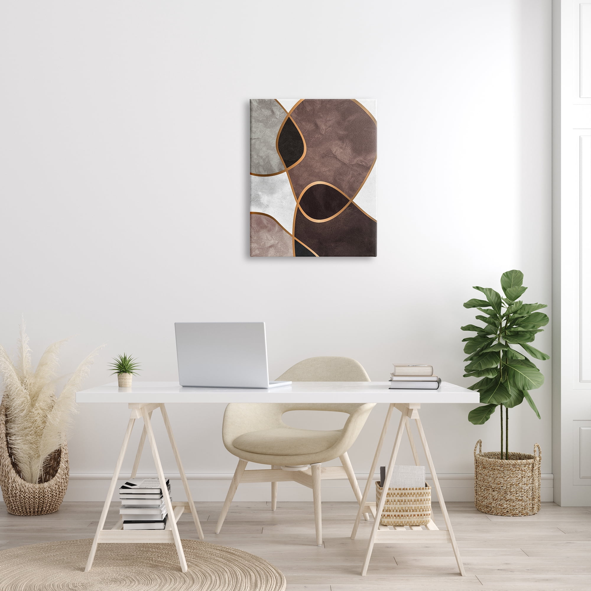 Stupell Indtries Abstract Organic Layered Shapes Brown Blh Contrasting Tones,24 x 30,Design by Design Fabrikken
