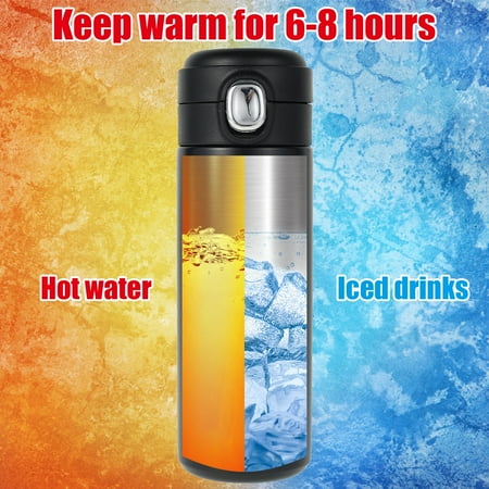 

MTFun Stainless Steel Travel Mug with Leak-proof Lid Insulated Vacuum Thermos Coffee Mug Pop-up Travel Coffee Cup for Hot and Cold Water Coffee and Tea 420ml