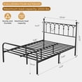 thumbnail image 3 of edx Full Size Classic Metal Platform Bed Frame with Headboard, Heavy-Duty Steel,  Under-Bed Storage, No Box Spring Needed, 3 of 7