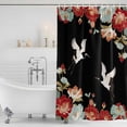 thumbnail image 2 of Black Crane Shower Curtain Set - 48" x 72" Washable Bathtub Curtain with 12 Hooks, Vintage Red Teal Spring Floral Botanical Waterproof Fabric Stall Shower Curtains for Bathroom/Bathtub Décor, 2 of 6