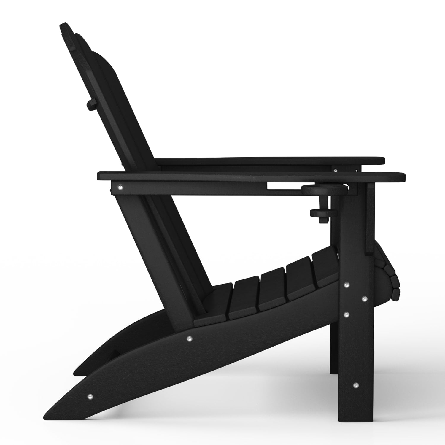 WestinTrends Highland Outdoor Patio HDPE Adirondack Chairs With Cup Holders (Set of 4), Black