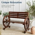 thumbnail image 7 of Best Choice Products 2-Person Wooden Wagon Wheel Bench for Patio, Garden, Outdoor Lounging w/ Rustic Design - Natural, 7 of 7