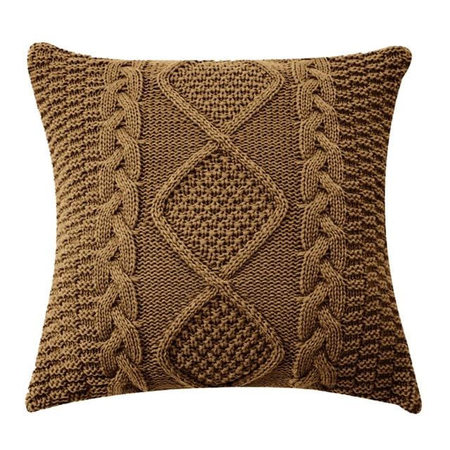 Knit Decorative Throw Pillow Covers Double Soft Cushion Cozy Sweater Style Square Pillowcase For Home Bed Car Couch