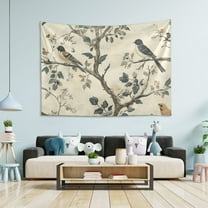 Yayeee Tapestry Wall Hanging for Bedroom 80" x 60" Living Room Home Wall Art Decor, Beige Birds