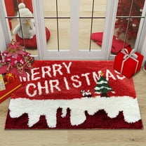 CYBIBO Christmas Door Mats Bathroom Velvet Against-slide Mat, Christmas Tree Print Decorative Rugs, Winter Door Mat for Indoor Outdoor, 23.6x15.8 Inches, #B