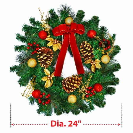 Outdoor Pre Lit Christmas Wreaths Sunrise 24