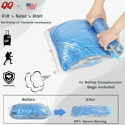 QQbed Vacuum Storage Bags with Double Seal Valve, 12 Count, Clear for Clothes and Bedding